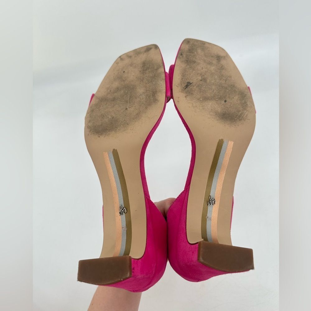 SAM EDELMAN Torrence Block Fuschia Hot Pink Suede Ankle Strap 2" Shoes Size 9.5 - Picture 8 of 8